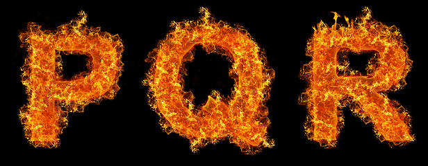 Image showing Set of Fire letter P Q R