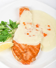 Image showing Grilled salmon steak