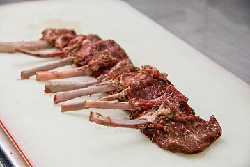 Image showing raw marinated lamb meat