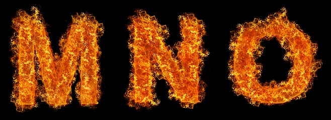 Image showing Set of Fire letter M N O