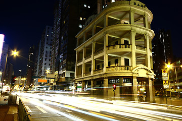 Image showing Fast moving cars at night 