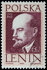 Image showing Lenin on a vintage post stamp