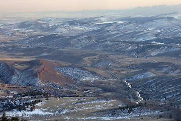 Image showing hazy winter view of Colorado Rocky Mountains