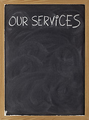 Image showing our services blackboard sign