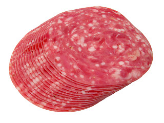 Image showing Salami slices-clipping path