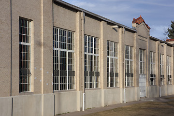 Image showing exterior of old field house with indoor sport arena