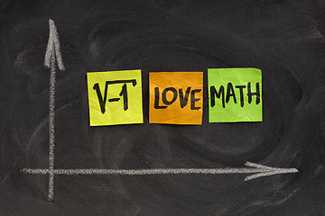 Image showing I love math - concept on blackboard