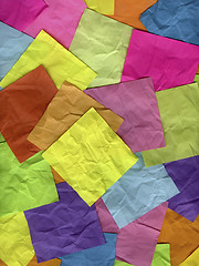 Image showing coloful crumpled sticky notes