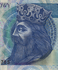 Image showing Polish medieval king on banknote