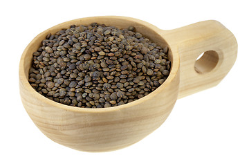 Image showing scoop of French green lentils