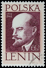 Image showing Lenin on a vintage post stamp