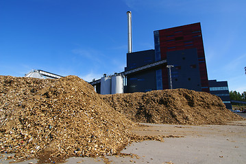 Image showing bio power plant with storage of wooden fuel 