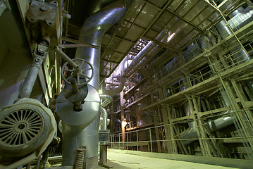 Image showing Industrial zone, Steel pipelines, valves and ladders