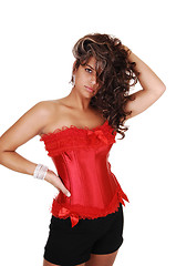 Image showing Pretty girl in red corset.