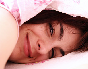 Image showing Beautiful young woman sleeping.