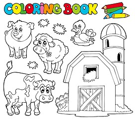 Image showing Coloring book with farm animals 1