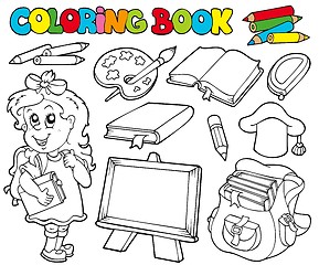 Image showing Coloring book with school theme 1