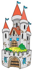 Image showing Cartoon castle with fortification