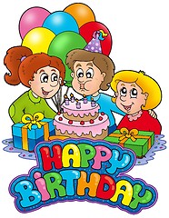 Image showing Birthday sign with happy family