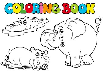 Image showing Coloring book with tropic animals 1