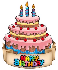 Image showing Happy birthday theme with cake