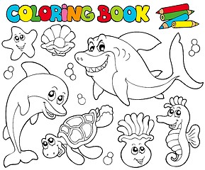Image showing Coloring book with marine animals 2