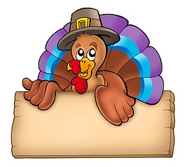 Image showing Wooden board with lurking turkey