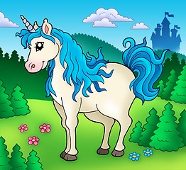 Image showing Cute unicorn in forest