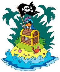 Image showing Treasure island with pirate parrot