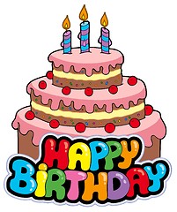 Image showing Happy birthday sign with cake