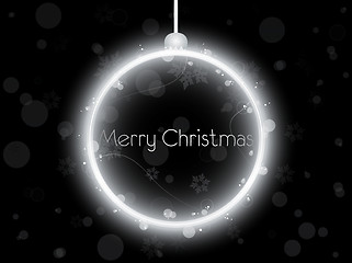 Image showing Silver Neon Christmas Ball on Black Background