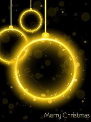 Image showing Golden Neon Christmas Ball on Black Background