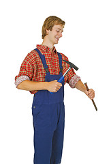 Image showing Carpenter with Hammer