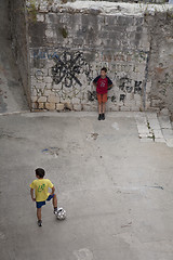 Image showing Soccer in the street