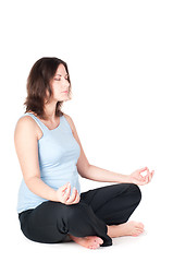 Image showing Portrait of pretty pregnant woman practicing yoga