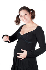 Image showing Portrait of pretty pregnant woman in black dress