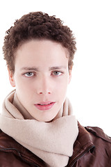 Image showing portrait of a serious young man, with winter clothes