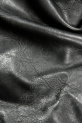 Image showing Crumpled black leather texture