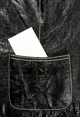 Image showing Blank business card in a leather pocket