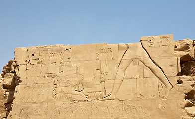 Image showing damaged wall of Karnak Temple, Egypt, Luxor