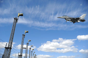 Image showing F-16 fighter plane near airport