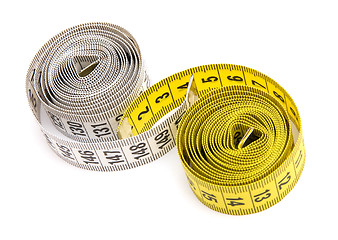 Image showing Yellow and white measuring tapes