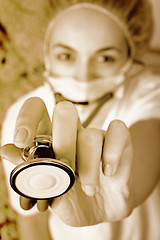 Image showing Young doctor with stethoscope.