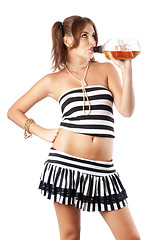 Image showing Sexy young woman with a bottle