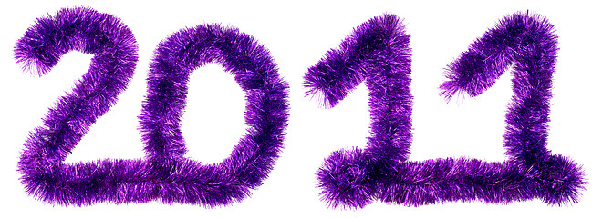 Image showing 2011 made of violet tinsel