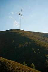 Image showing Wind turbine on a hill