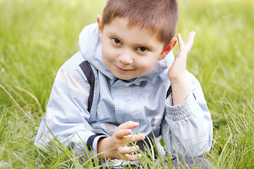Image showing Cute little boy in grass