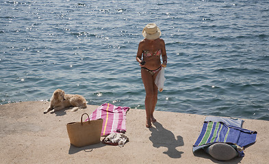 Image showing Bikini woman by the sea