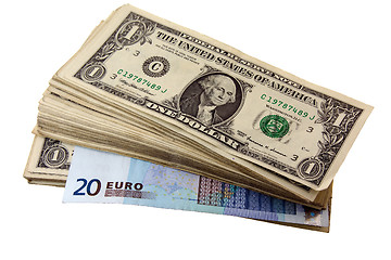 Image showing Dollars and euro