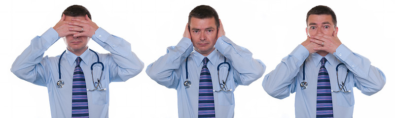 Image showing Doctor sees, hears, and speaks no evil